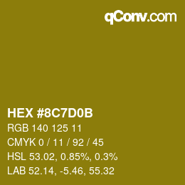 カラーコード: HEX #8C7D0B | qconv.com