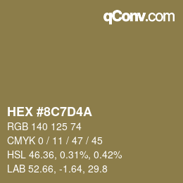 颜色代码: HEX #8C7D4A | qconv.com
