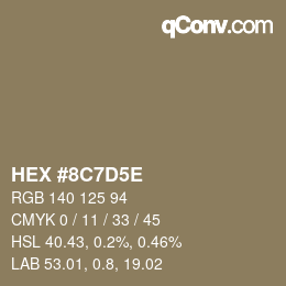 Color code: HEX #8C7D5E | qconv.com