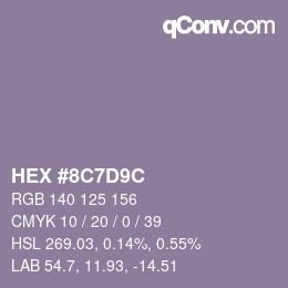 Color code: HEX #8C7D9C | qconv.com