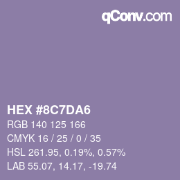 Color code: HEX #8C7DA6 | qconv.com