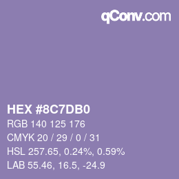颜色代码: HEX #8C7DB0 | qconv.com