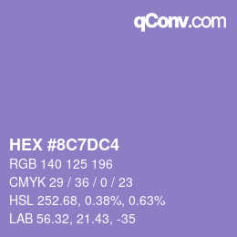Color code: HEX #8C7DC4 | qconv.com