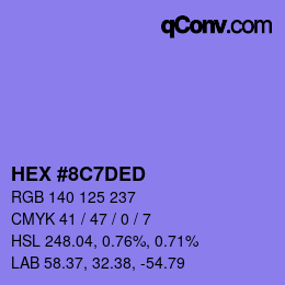 颜色代码: HEX #8C7DED | qconv.com