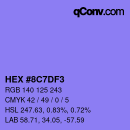 Color code: HEX #8C7DF3 | qconv.com