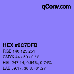 Farbcode: HEX #8C7DFB | qconv.com