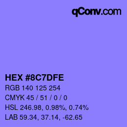 Color code: HEX #8C7DFE | qconv.com