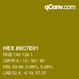 Color code: HEX #8C7E01 | qconv.com