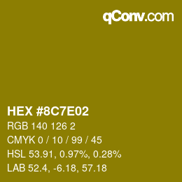 Color code: HEX #8C7E02 | qconv.com