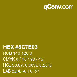 Color code: HEX #8C7E03 | qconv.com