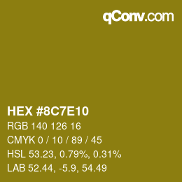 Color code: HEX #8C7E10 | qconv.com