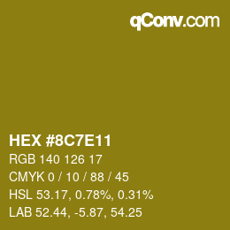 カラーコード: HEX #8C7E11 | qconv.com