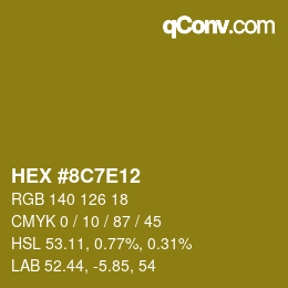 Color code: HEX #8C7E12 | qconv.com