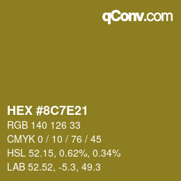 Color code: HEX #8C7E21 | qconv.com