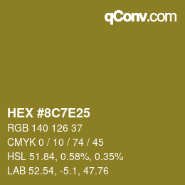 Color code: HEX #8C7E25 | qconv.com
