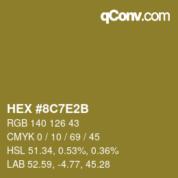 Code couleur: HEX #8C7E2B | qconv.com