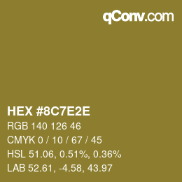 カラーコード: HEX #8C7E2E | qconv.com
