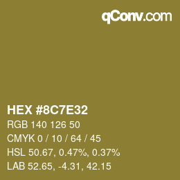 Color code: HEX #8C7E32 | qconv.com