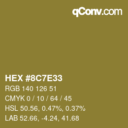 Color code: HEX #8C7E33 | qconv.com
