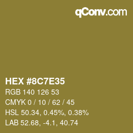 Color code: HEX #8C7E35 | qconv.com