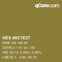 Color code: HEX #8C7E37 | qconv.com