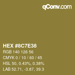 Color code: HEX #8C7E38 | qconv.com