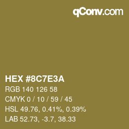 カラーコード: HEX #8C7E3A | qconv.com