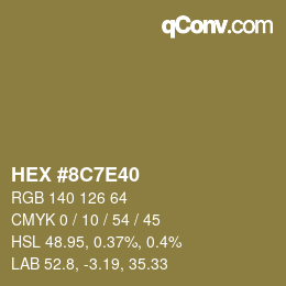 カラーコード: HEX #8C7E40 | qconv.com