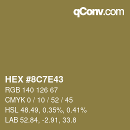 Color code: HEX #8C7E43 | qconv.com