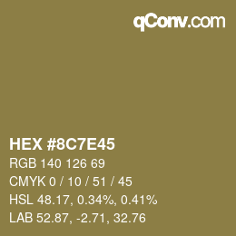 Color code: HEX #8C7E45 | qconv.com