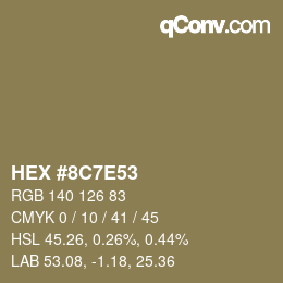 Color code: HEX #8C7E53 | qconv.com