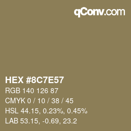 Color code: HEX #8C7E57 | qconv.com