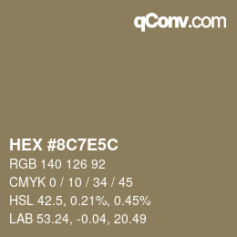Code couleur: HEX #8C7E5C | qconv.com