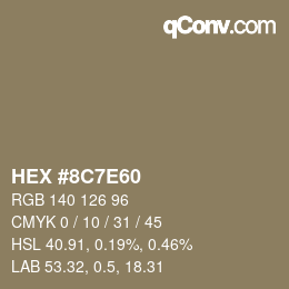 Color code: HEX #8C7E60 | qconv.com