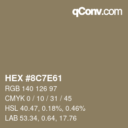 Color code: HEX #8C7E61 | qconv.com