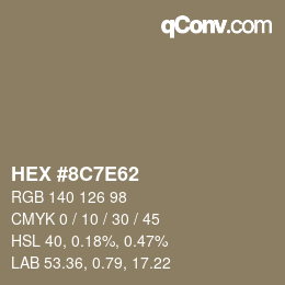 Color code: HEX #8C7E62 | qconv.com