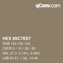 Color code: HEX #8C7E67 | qconv.com