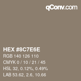 Farbcode: HEX #8C7E6E | qconv.com