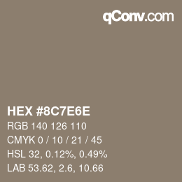 Color code: HEX #8C7E6E | qconv.com