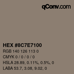 Color code: HEX #8C7E7100 | qconv.com