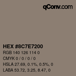 颜色代码: HEX #8C7E7200 | qconv.com