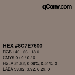 Color code: HEX #8C7E7600 | qconv.com