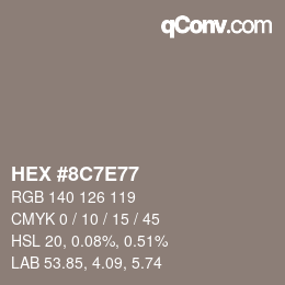 Color code: HEX #8C7E77 | qconv.com