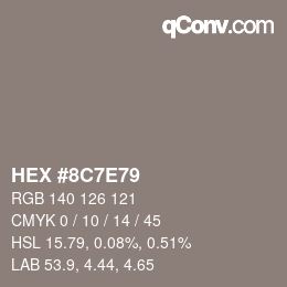 Color code: HEX #8C7E79 | qconv.com