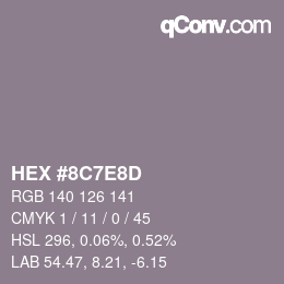Color code: HEX #8C7E8D | qconv.com