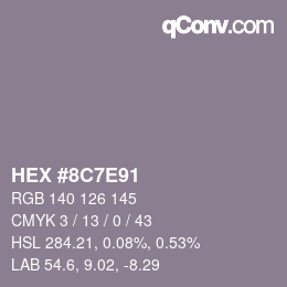 Farbcode: HEX #8C7E91 | qconv.com