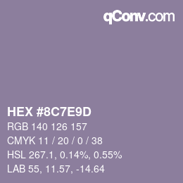 Color code: HEX #8C7E9D | qconv.com