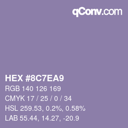 Color code: HEX #8C7EA9 | qconv.com