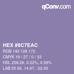 Farbcode: HEX #8C7EAC | qconv.com