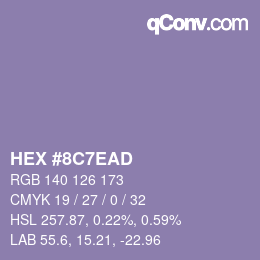 Color code: HEX #8C7EAD | qconv.com